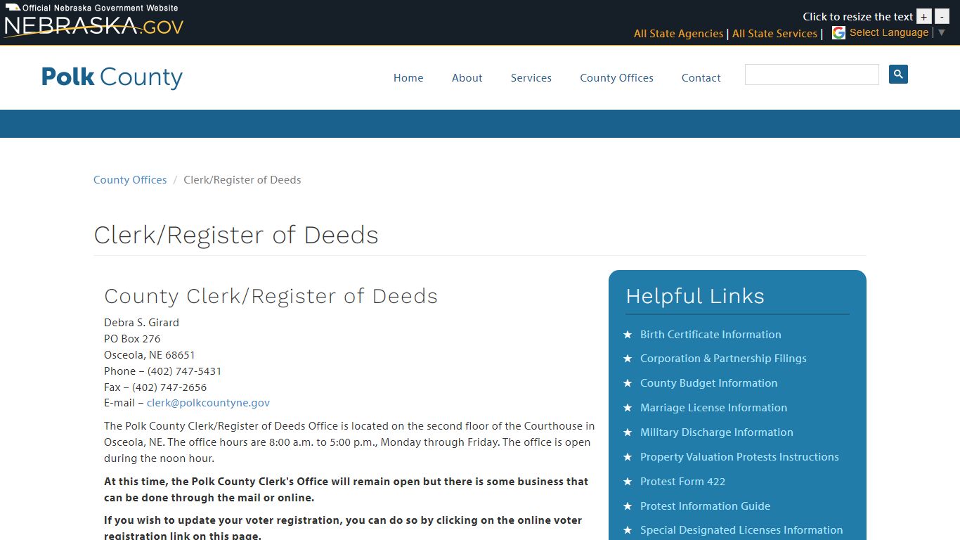Clerk/Register of Deeds | Polk County